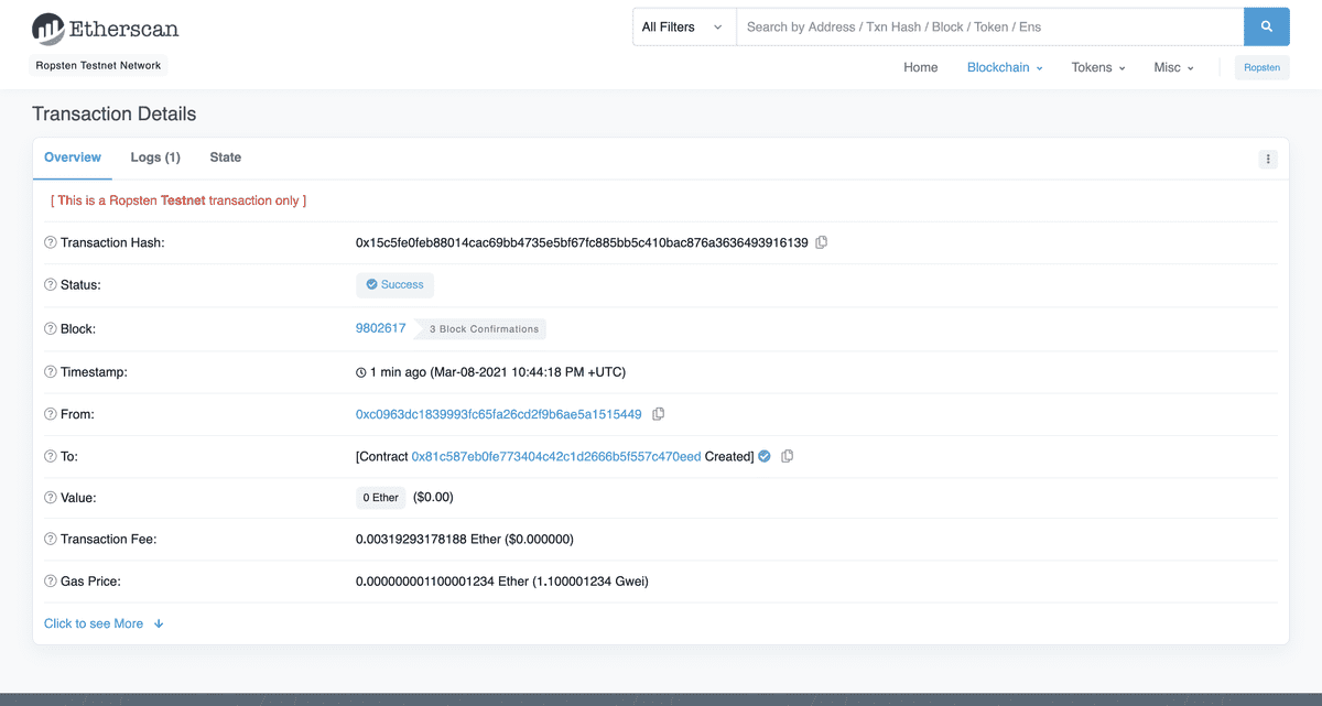 View your contract address on Etherscan