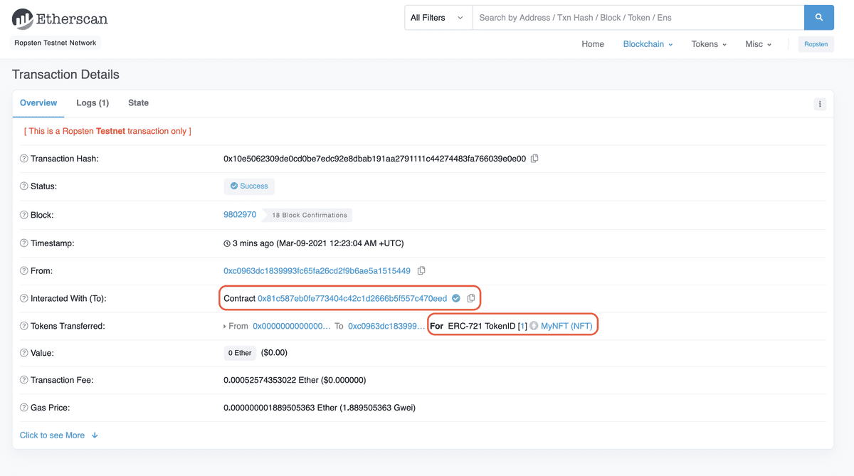 How to find your transaction hash and ERC-721 token ID